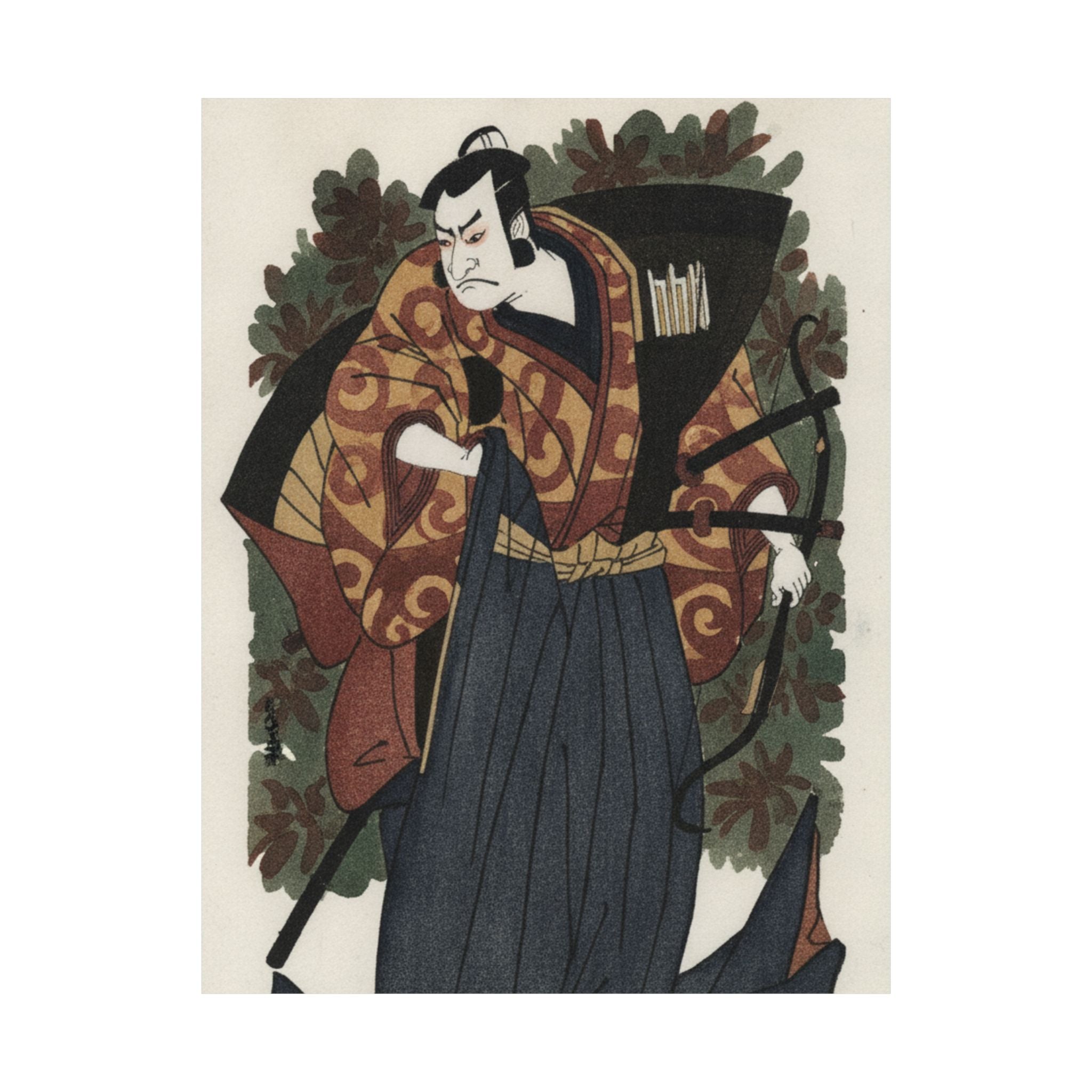 Watercolor — The First Nakamura Nakazo As A Man Of High Rank Attired In Naga-Bakama — Matte Poster