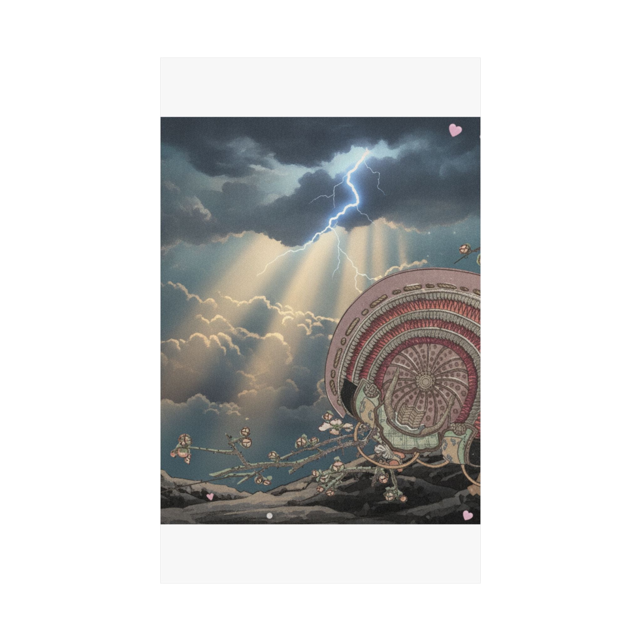 Dramatic Storm — Helmet And Plum Blossoms — Matte Poster