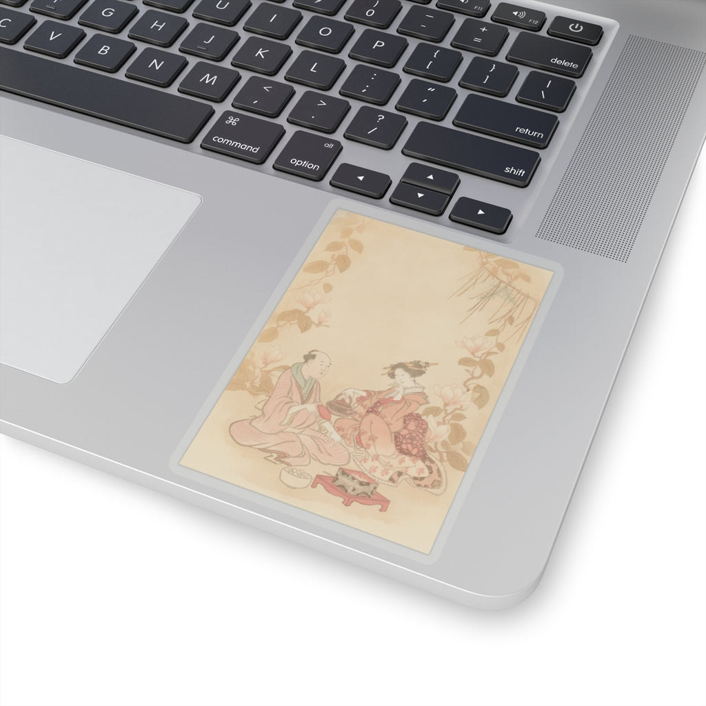 Southern Sunset — Woman Entertaining Her Guest With New Year Wine — Kiss-Cut Sticker