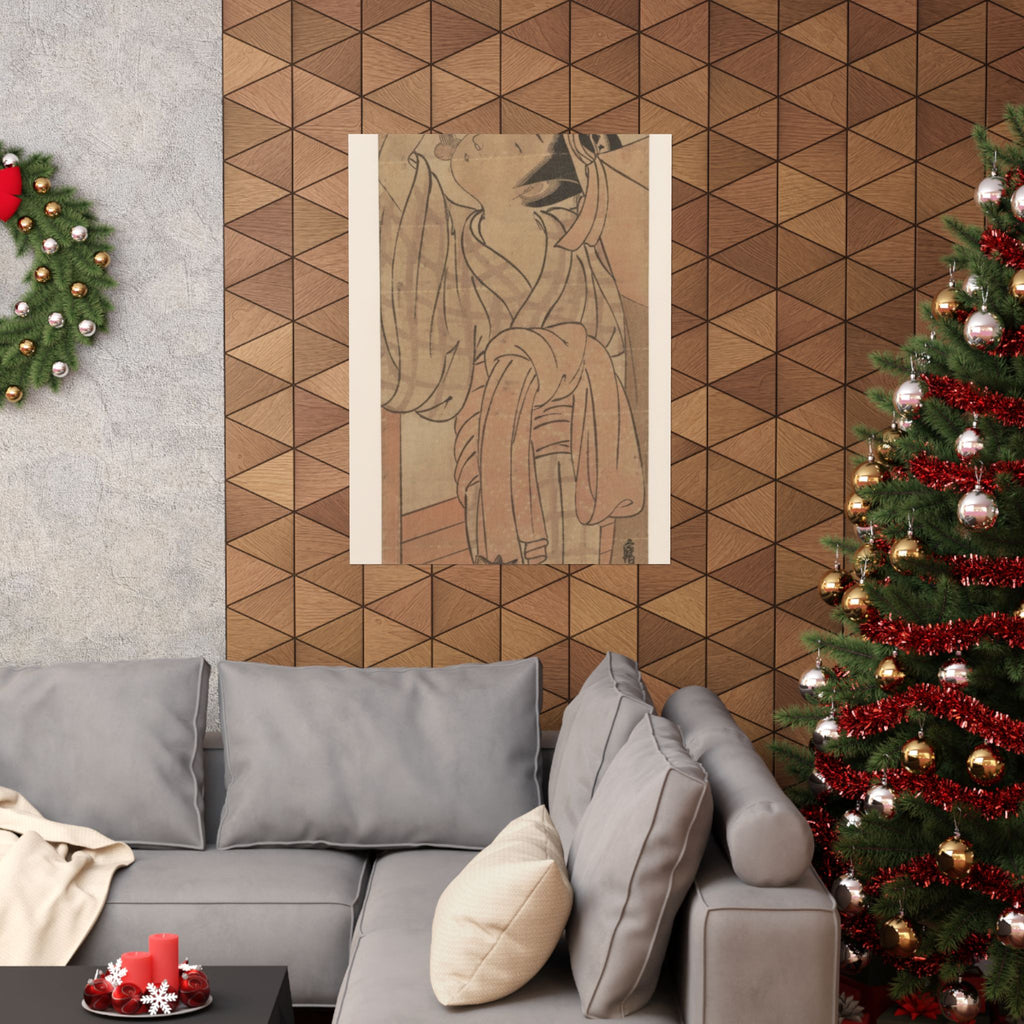 Ecommerce Main — Young Lady Toying With The Tassel Of Her Bed–Net While A Cat Plays At Her Feet — Matte Poster