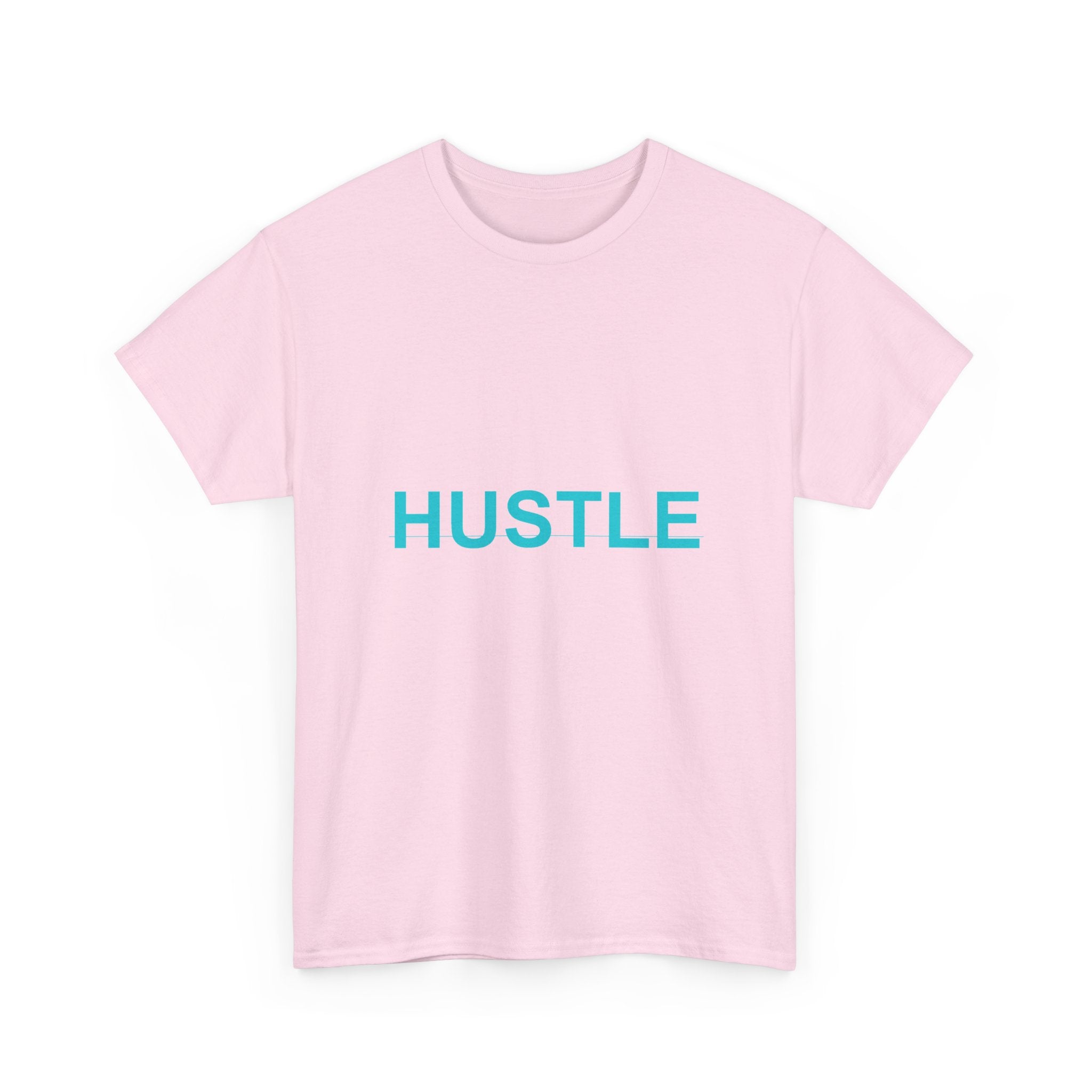 HUSTLE Bold Cyan Wordmark Minimal Graphic Tee