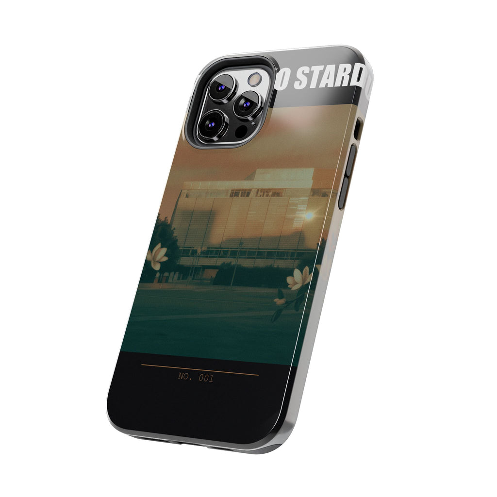 Dusk Brutalist Building and Daisies Photo Phone Case