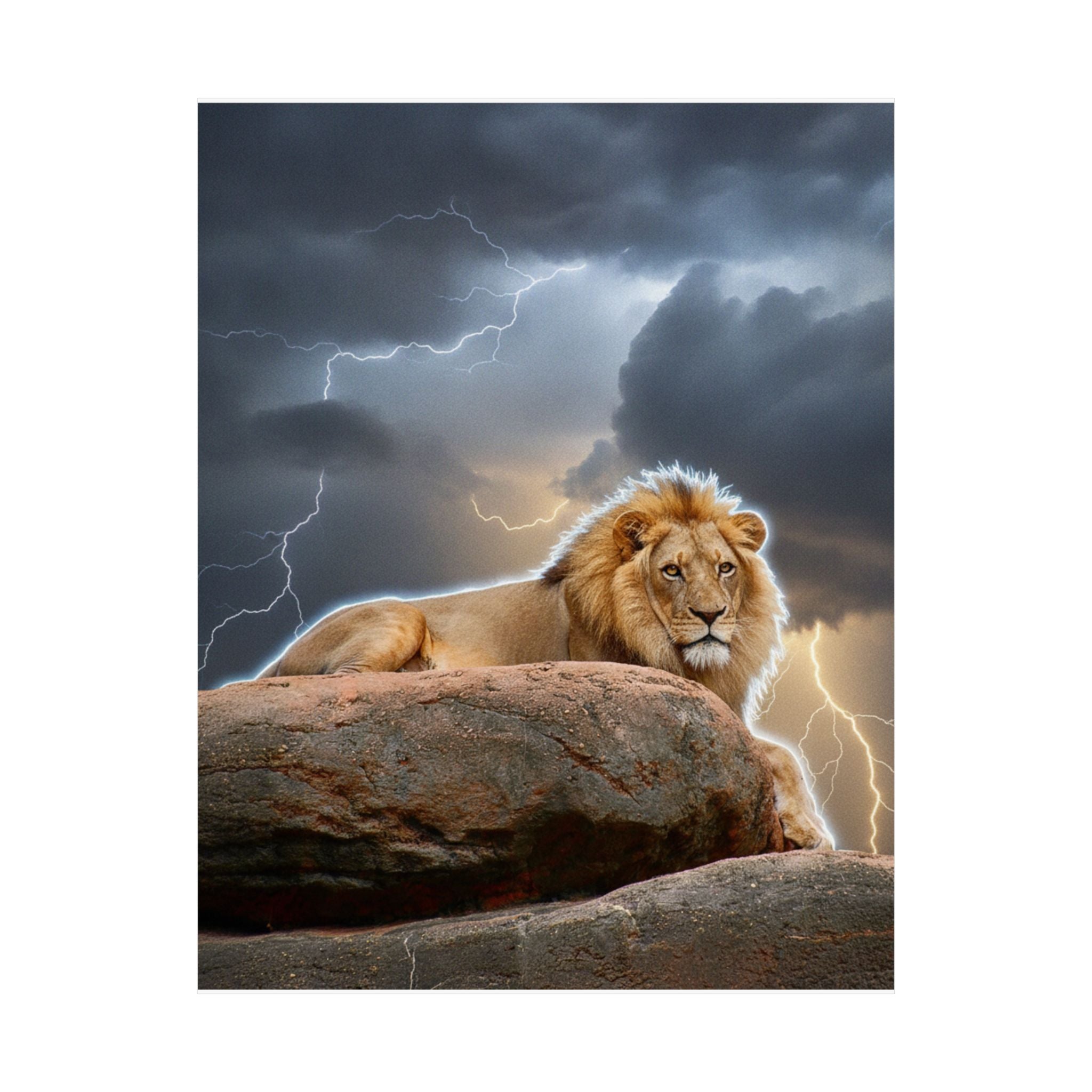 Dramatic Storm — Lion — Matte Poster