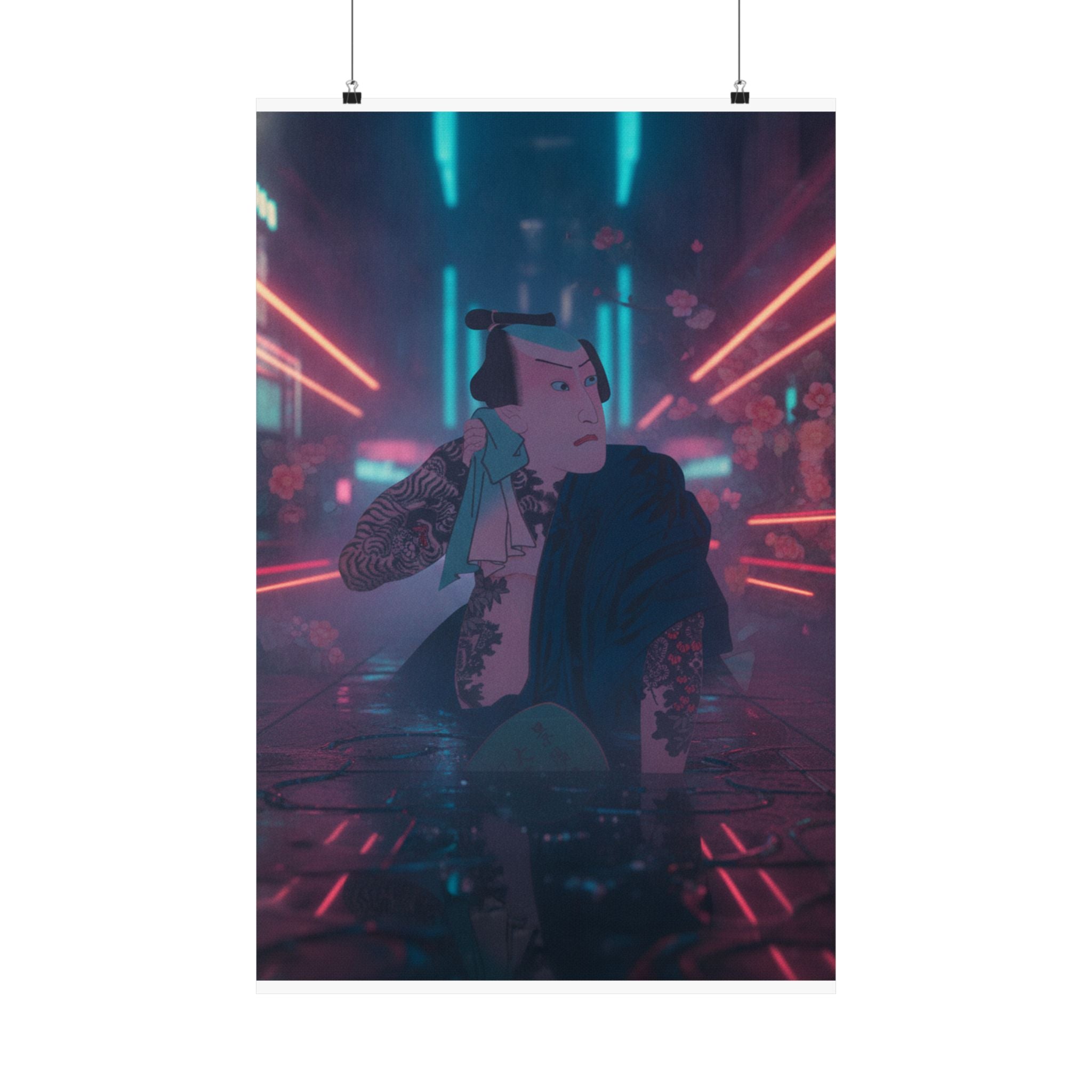 Neon Noir — The Actor Kawarazaki Gonjūrō I As Ude No Kisaburō, Likened To Wu Song The Asceti — Matte Poster