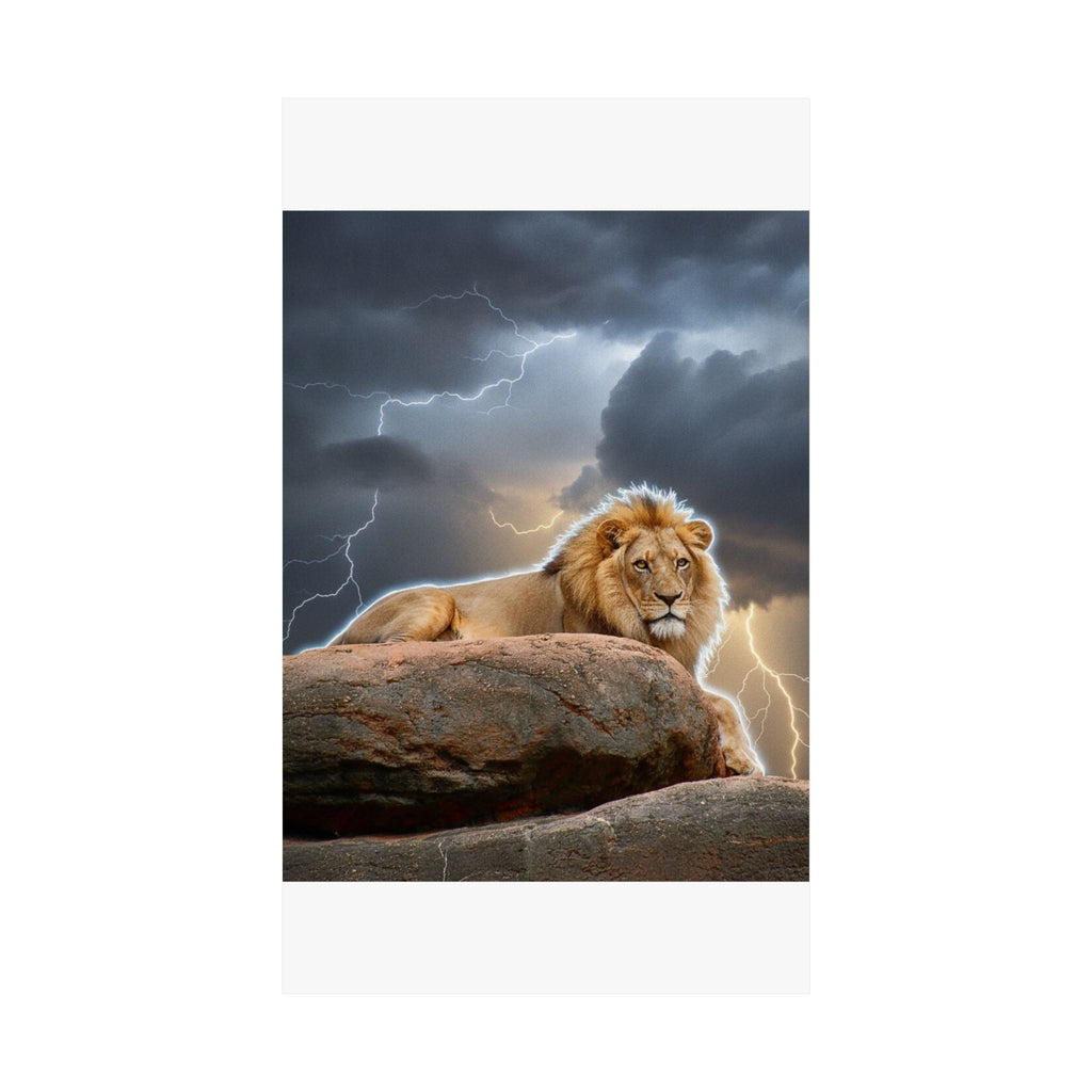Dramatic Storm — Lion — Matte Poster