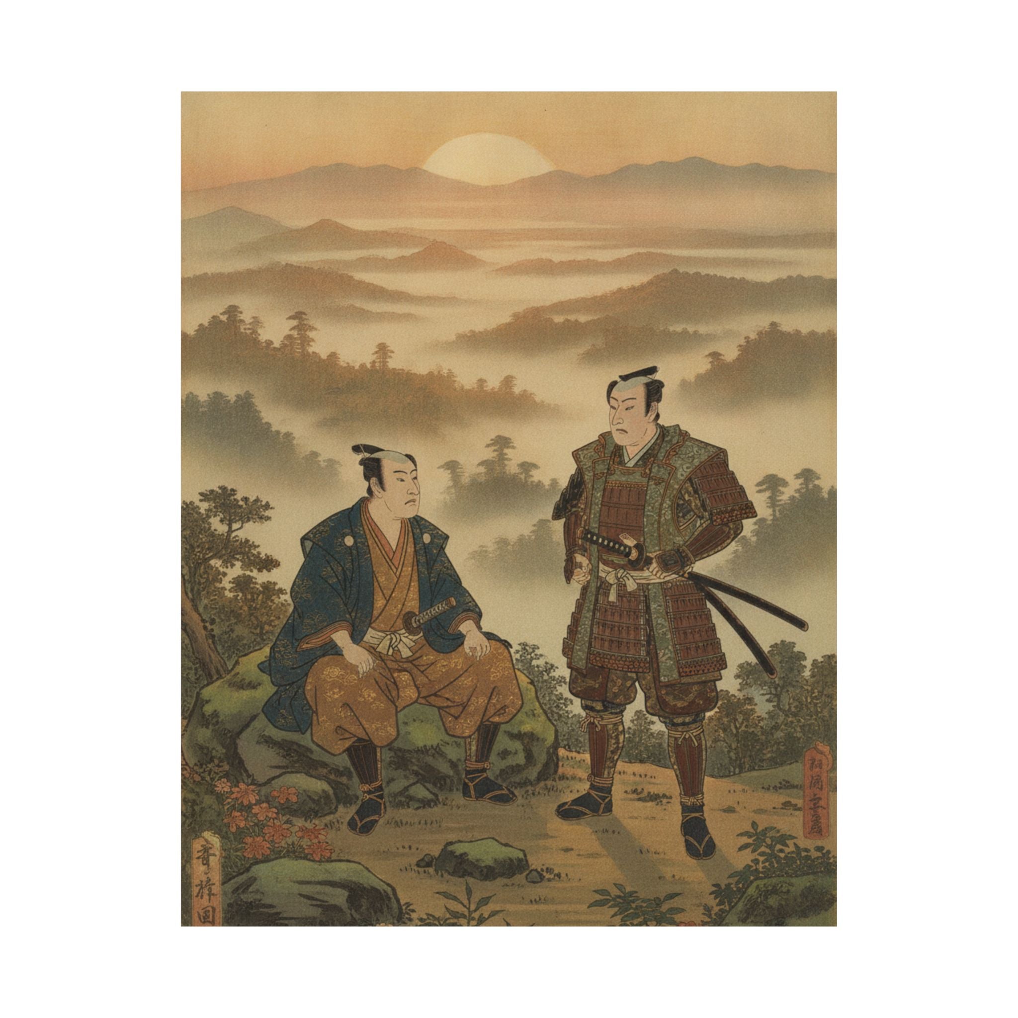 Scenic Nature — A Daimyo Talking To One Of His Retainers — Matte Poster