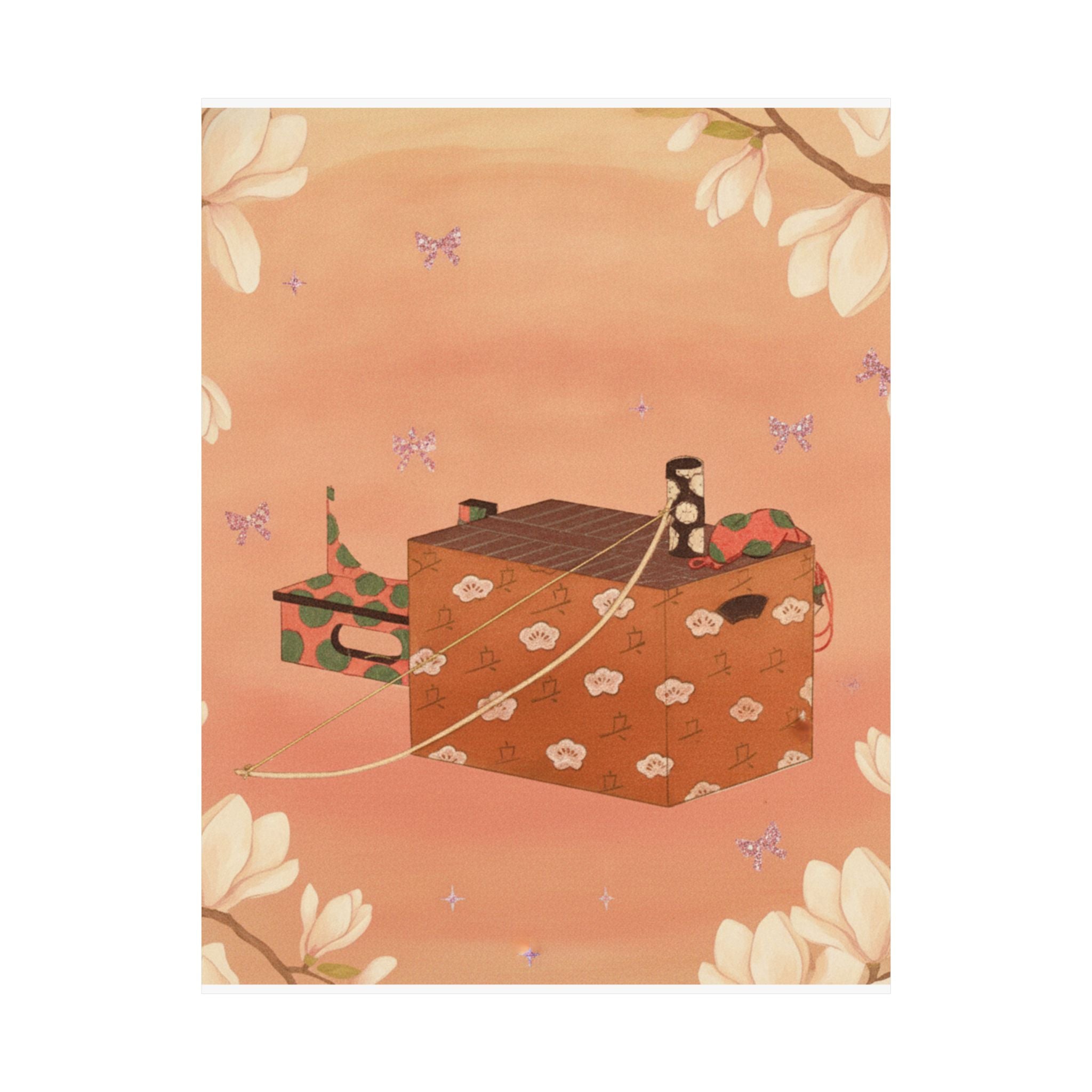 Southern Sunset — Box For Sugoroku Game (A Kind Of Backgammon), Bow And Drum — Matte Poster