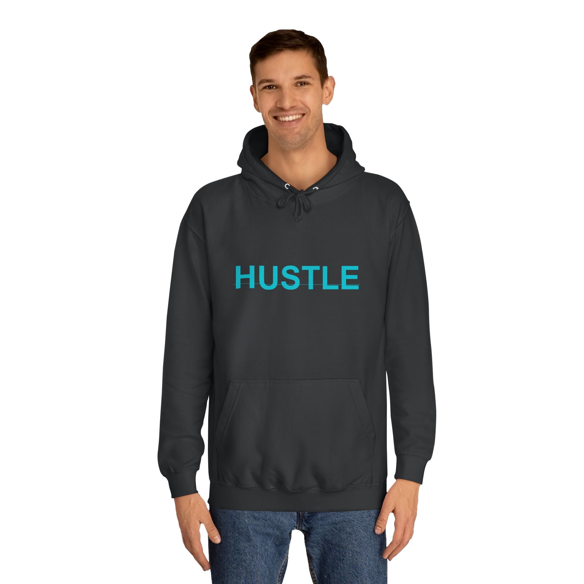 HUSTLE Bold Turquoise Wordmark Minimal Hoodie