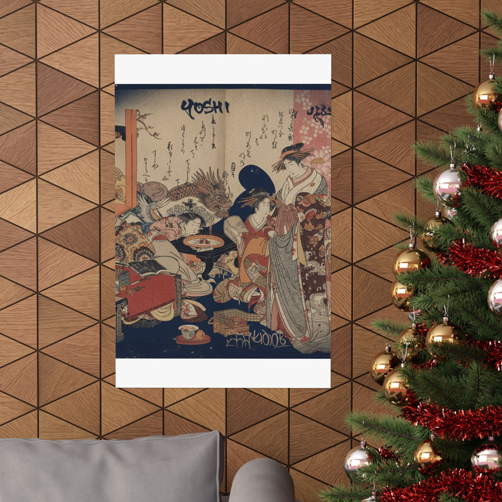 Japanese Street — A New Record Comparing The Handwriting Of The Courtesans Of The Yoshiwara (Yoshi — Matte Poster