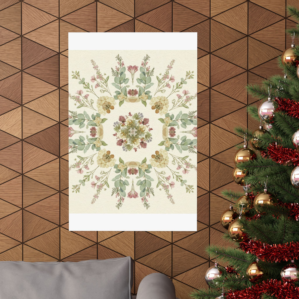 Pressed Wildflower Symmetry Cottagecore Botanical Poster