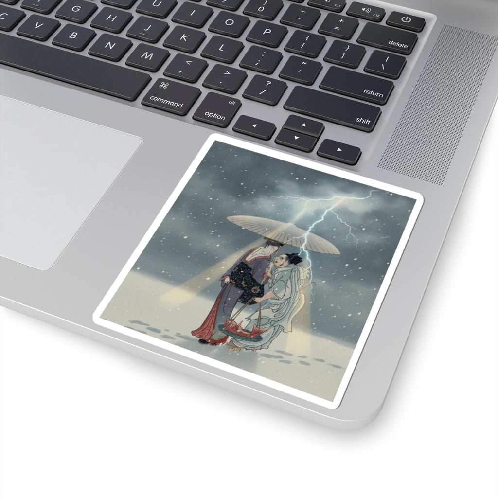 Dramatic Storm — Ebisu And Benten Walking In The Snow — Kiss-Cut Sticker