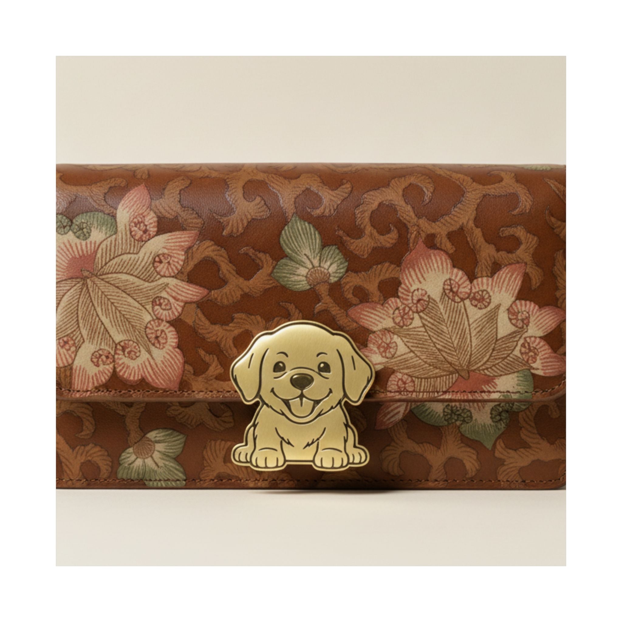 Product Marketing — Leather Purse With A Buckle In The Shape Of A Puppy — Matte Poster