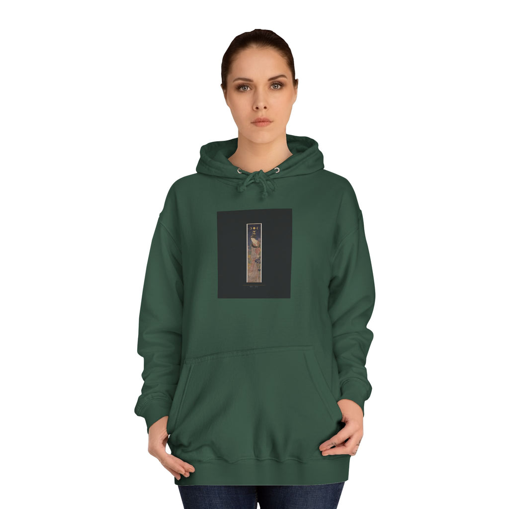 Crescent Moon Quail Ukiyo-e Panel Pullover Hoodie