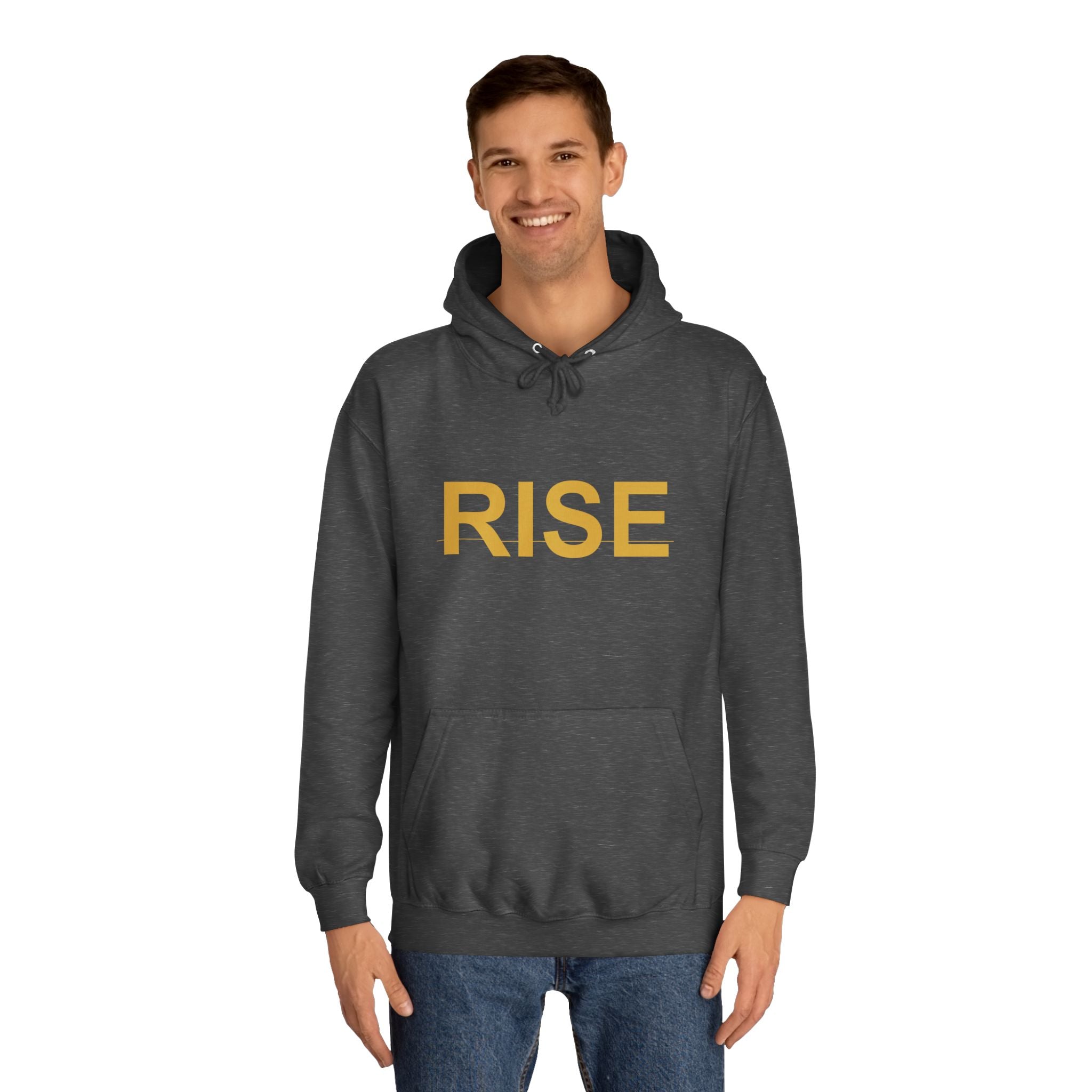 RISE Gold Block Letter Minimal Typography Hoodie