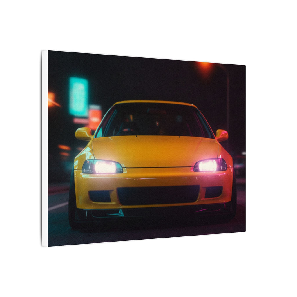 Neon Night JDM Yellow Coupe Street Matte Canvas