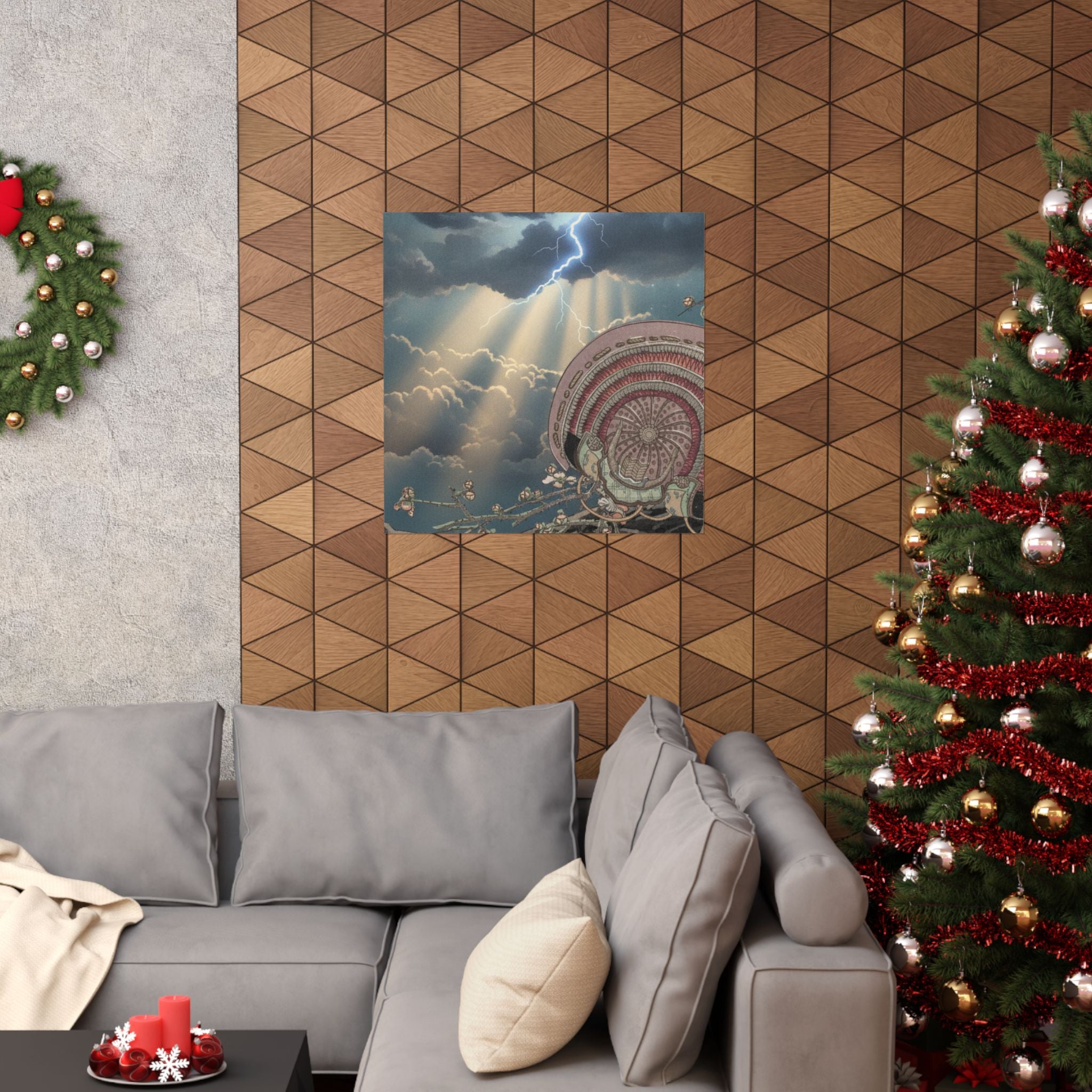 Dramatic Storm — Helmet And Plum Blossoms — Matte Poster