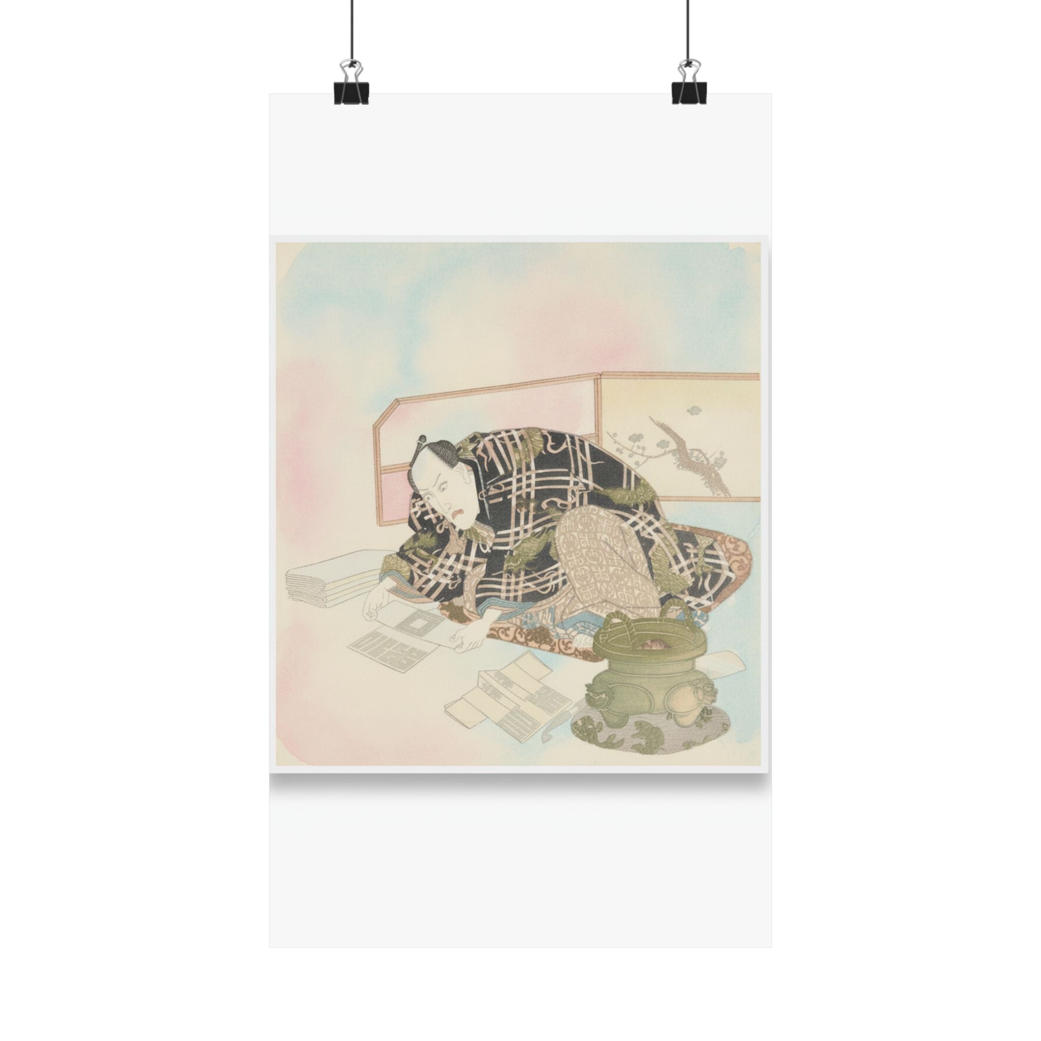 Watercolor — Ichikawa Danjūrō Vii Preparing New Year'S Gifts — Matte Poster