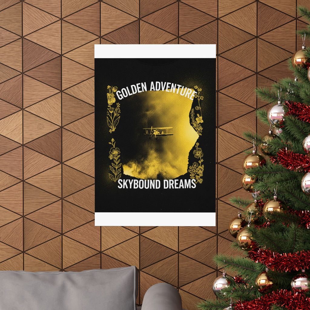 Golden Adventure Skybound Dreams Biplane Art Poster