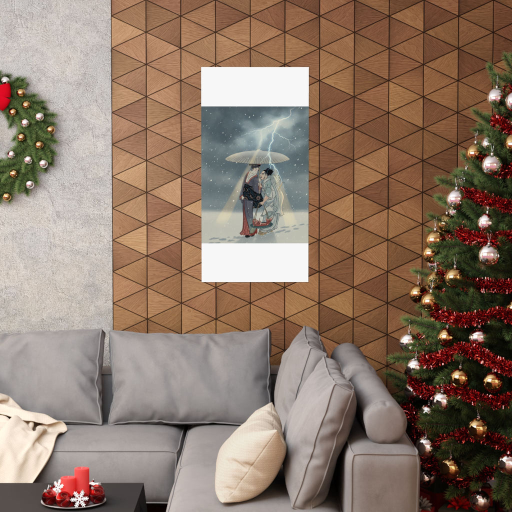 Dramatic Storm — Ebisu And Benten Walking In The Snow — Matte Poster