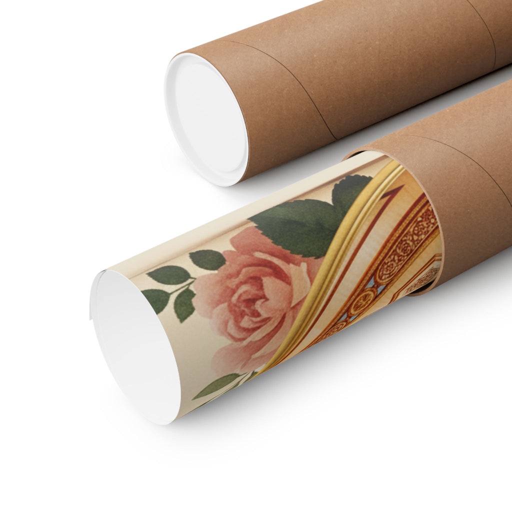 Gilded Moroccan Medallion and Pink Roses Art Poster