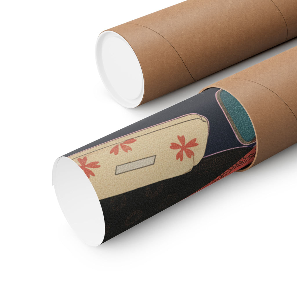 Japanese Street — Spectacles And Telescope With Cases — Matte Poster