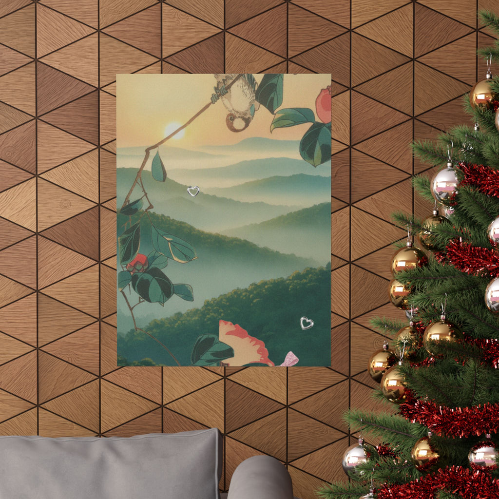 Scenic Nature — Camellia And Bullfinch — Matte Poster