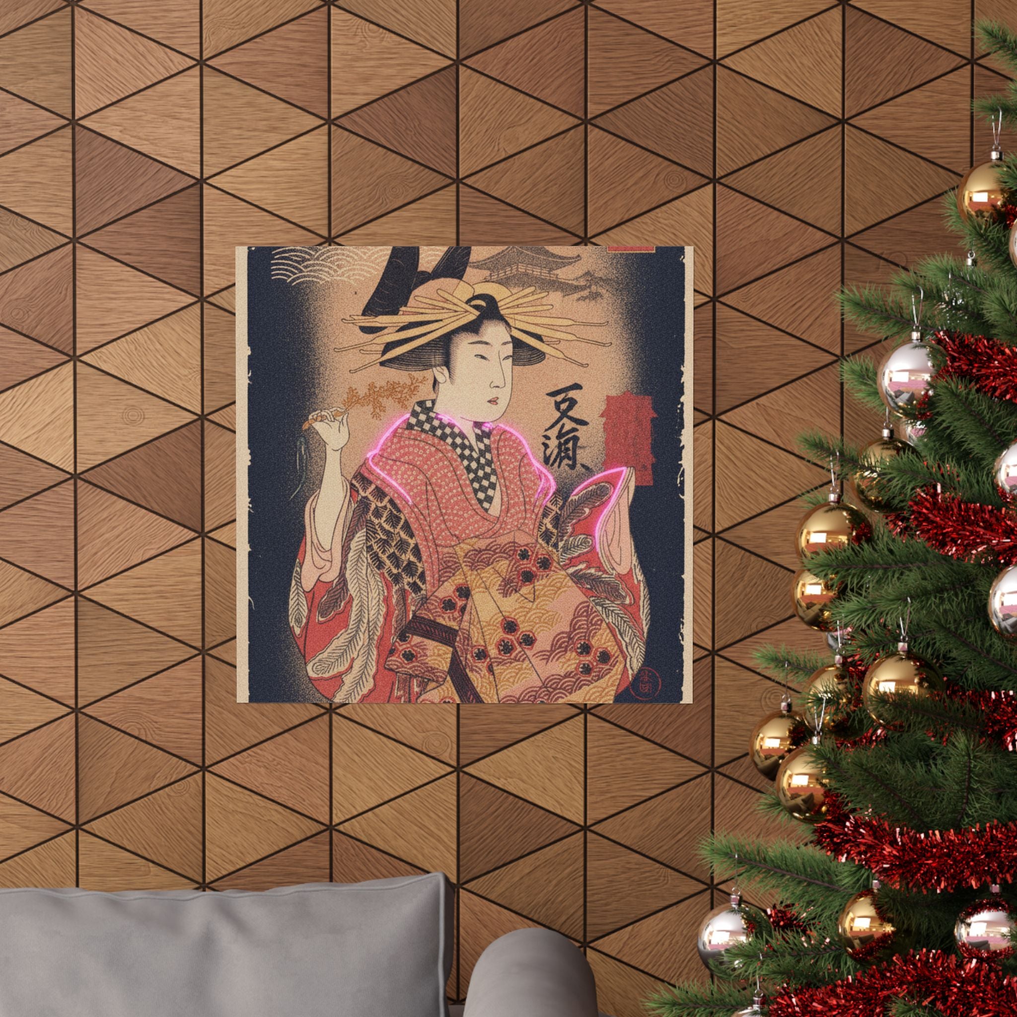 Japanese Street — Courtesan With Branch Of Seri — Matte Poster