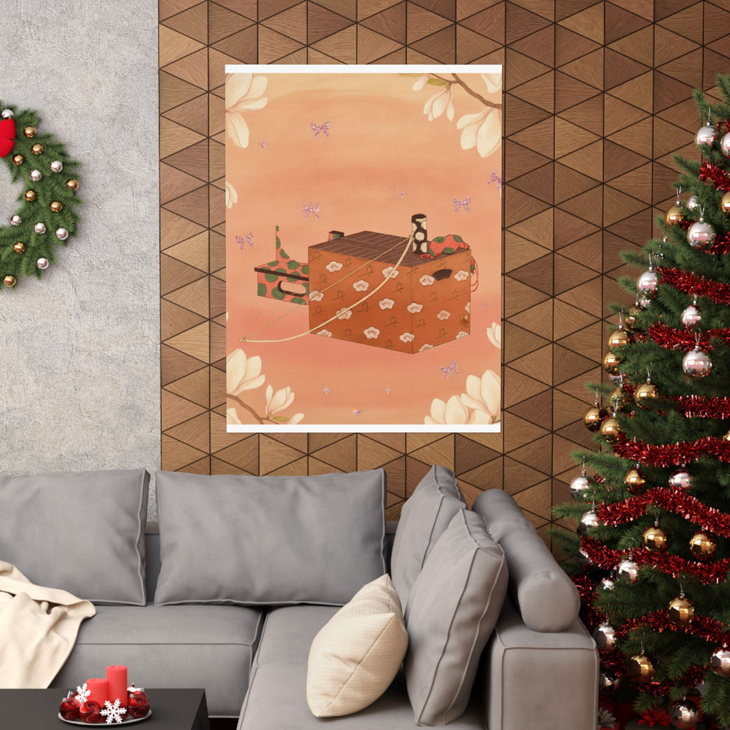 Southern Sunset — Box For Sugoroku Game (A Kind Of Backgammon), Bow And Drum — Matte Poster