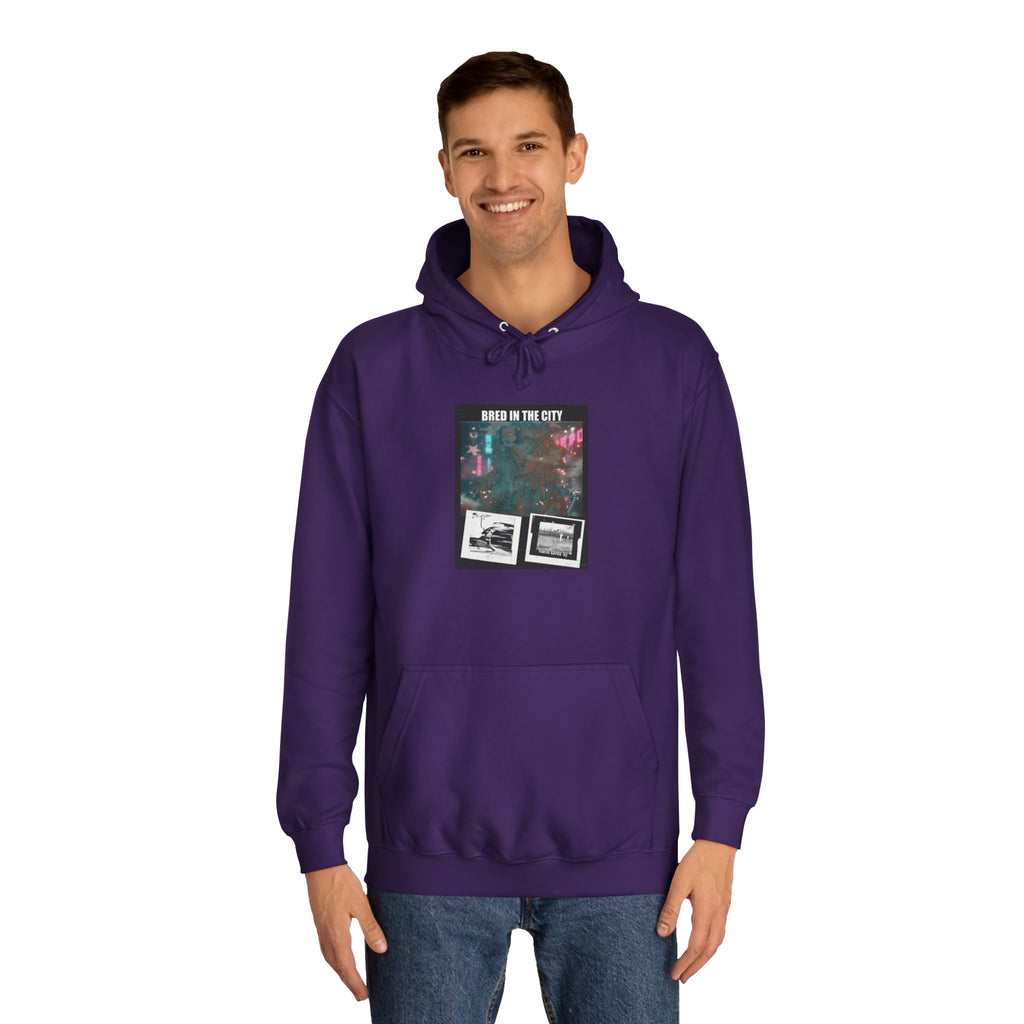 Bred In The City Neon Car Polaroid Collage Hoodie