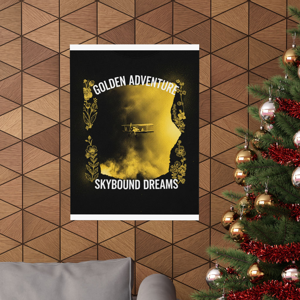 Golden Adventure Skybound Dreams Biplane Art Poster