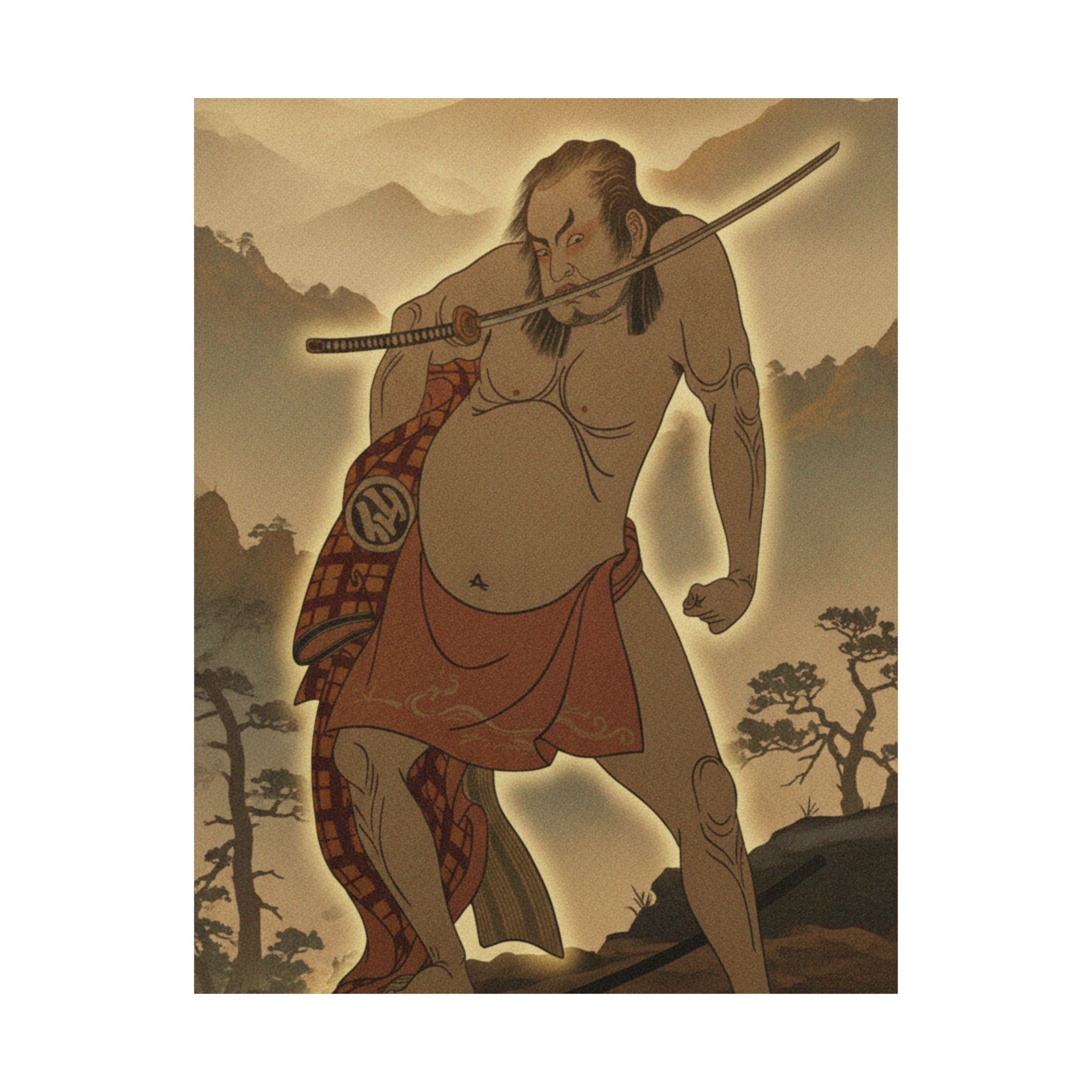 Scenic Nature — The Second Nakamura Sukegoro As A Man Entirely Nude Save For Loin Cloth — Matte Poster