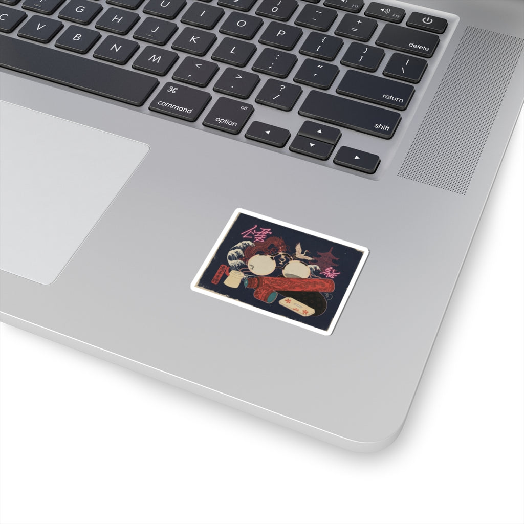Japanese Street — Spectacles And Telescope With Cases — Kiss-Cut Sticker