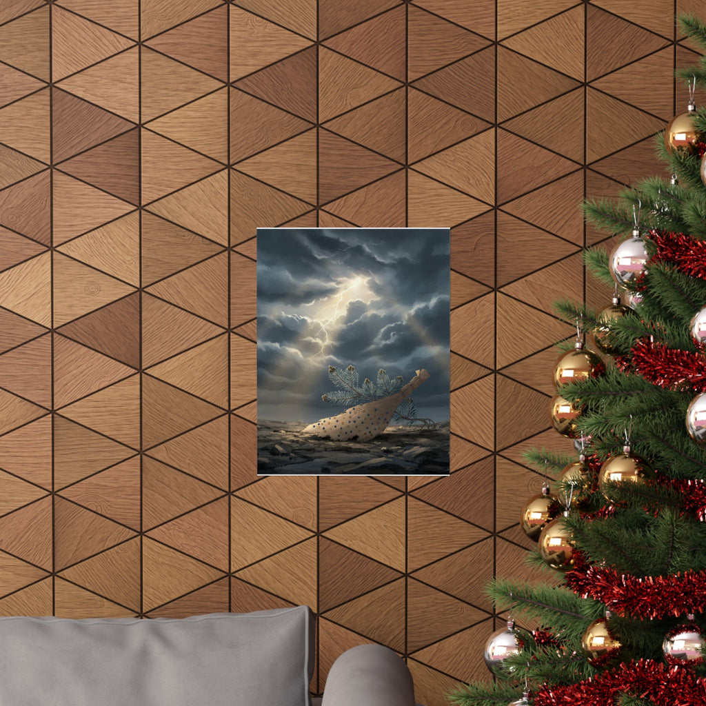 Dramatic Storm — Young Pine Tree And Jeweled Broom — Matte Poster