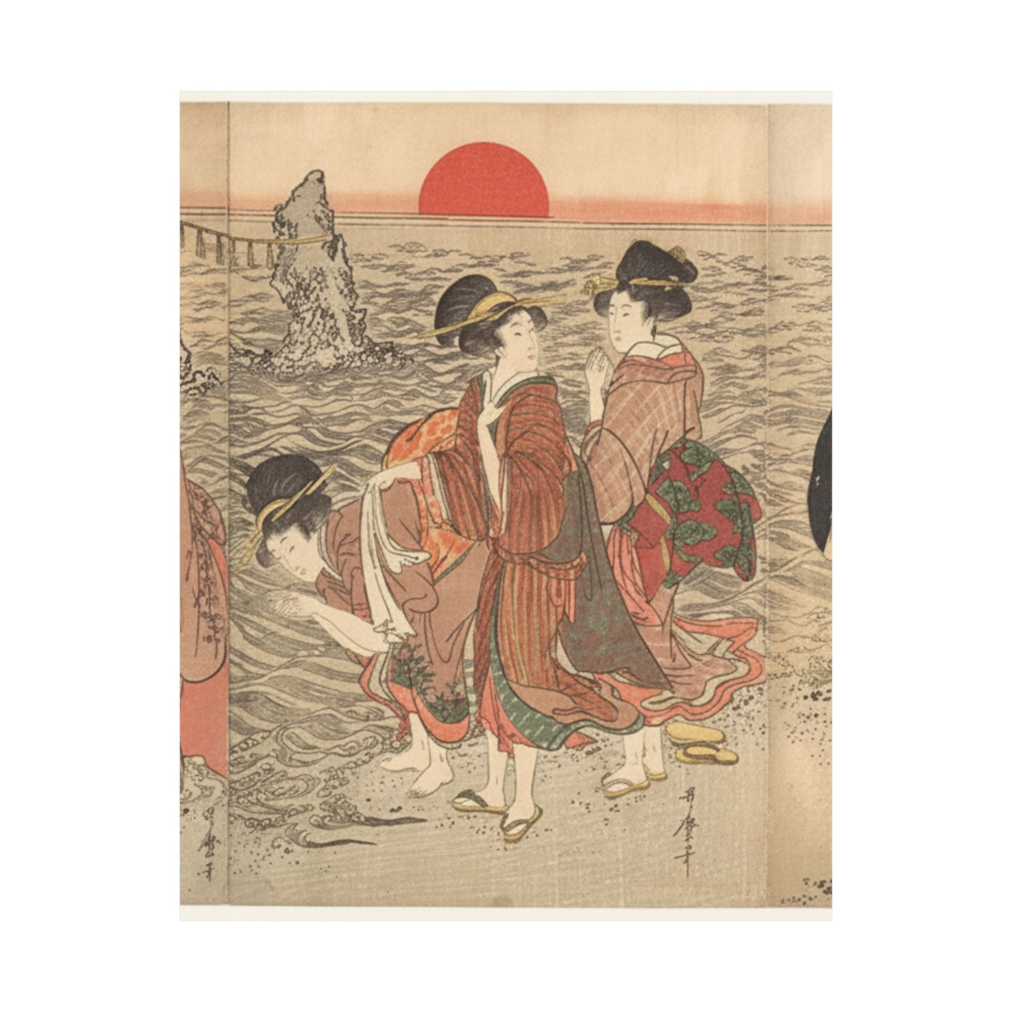 Ecommerce Main — Women Worshipping The Rising Sun Between The Twin Rocks At Ise — Matte Poster