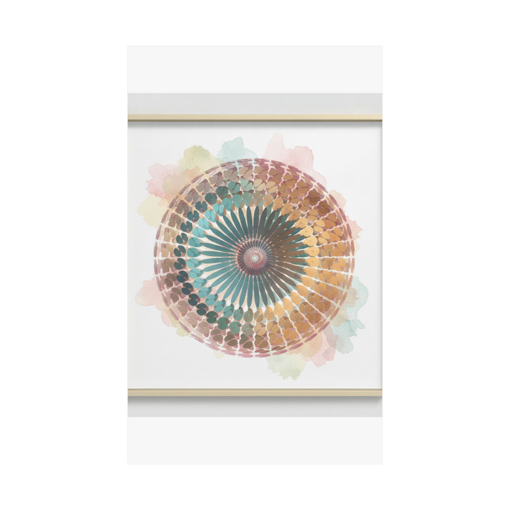 Terracotta and Teal Watercolour Spiral Mandala Poster