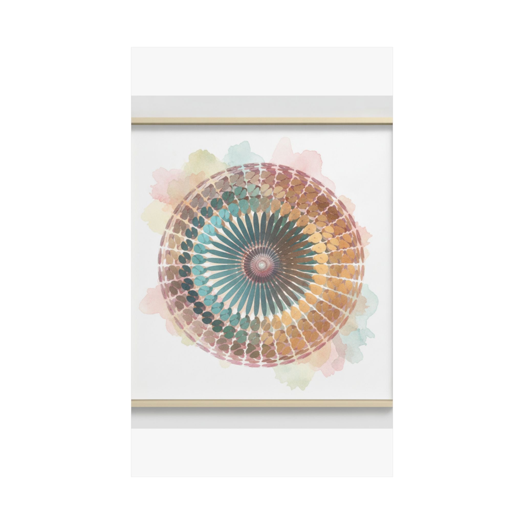 Terracotta and Teal Watercolour Spiral Mandala Poster
