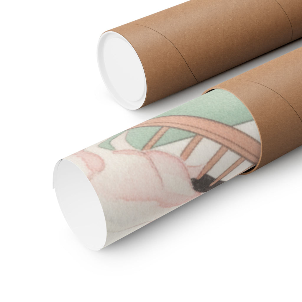 Watercolor — White Mice Playing — Matte Poster