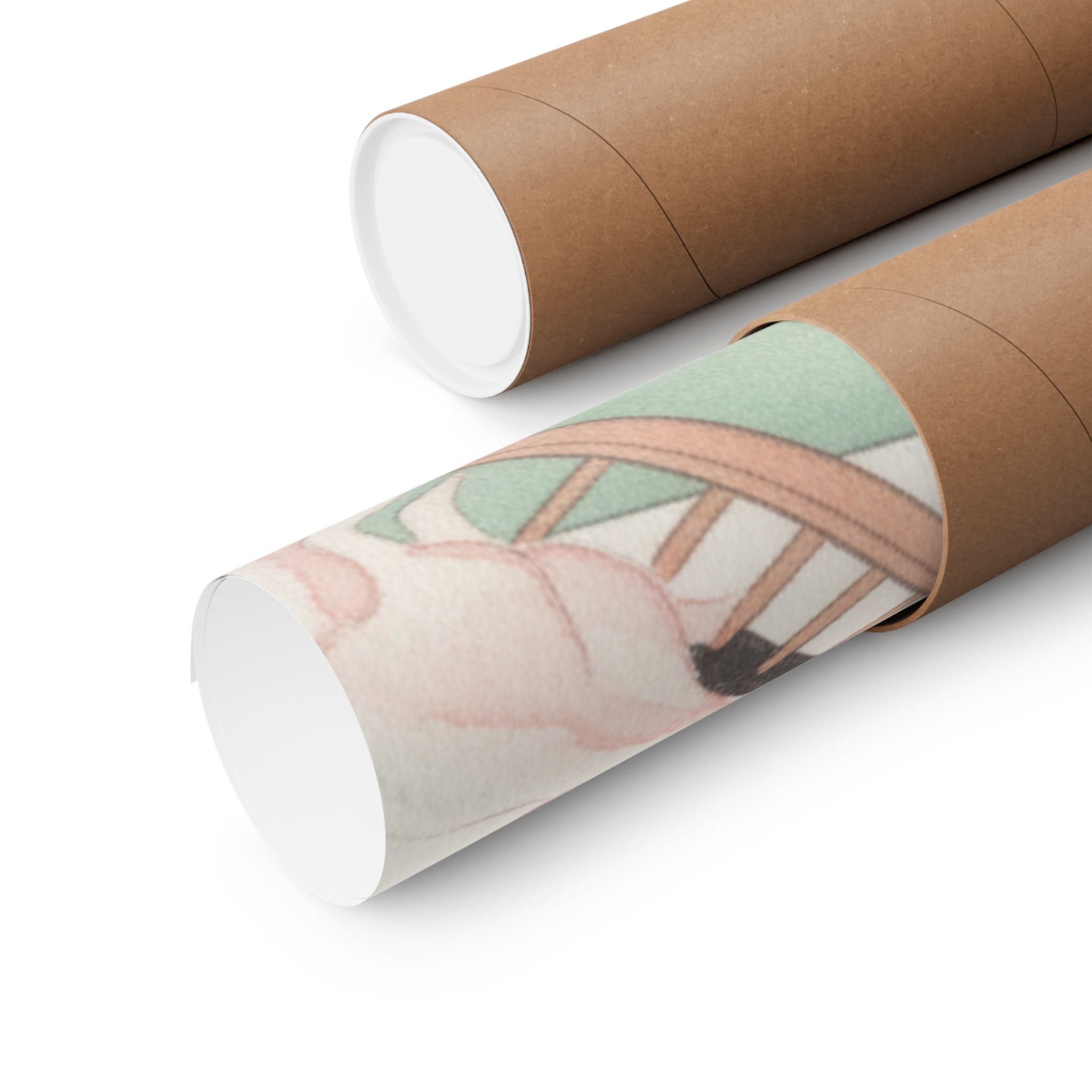 Watercolor — White Mice Playing — Matte Poster