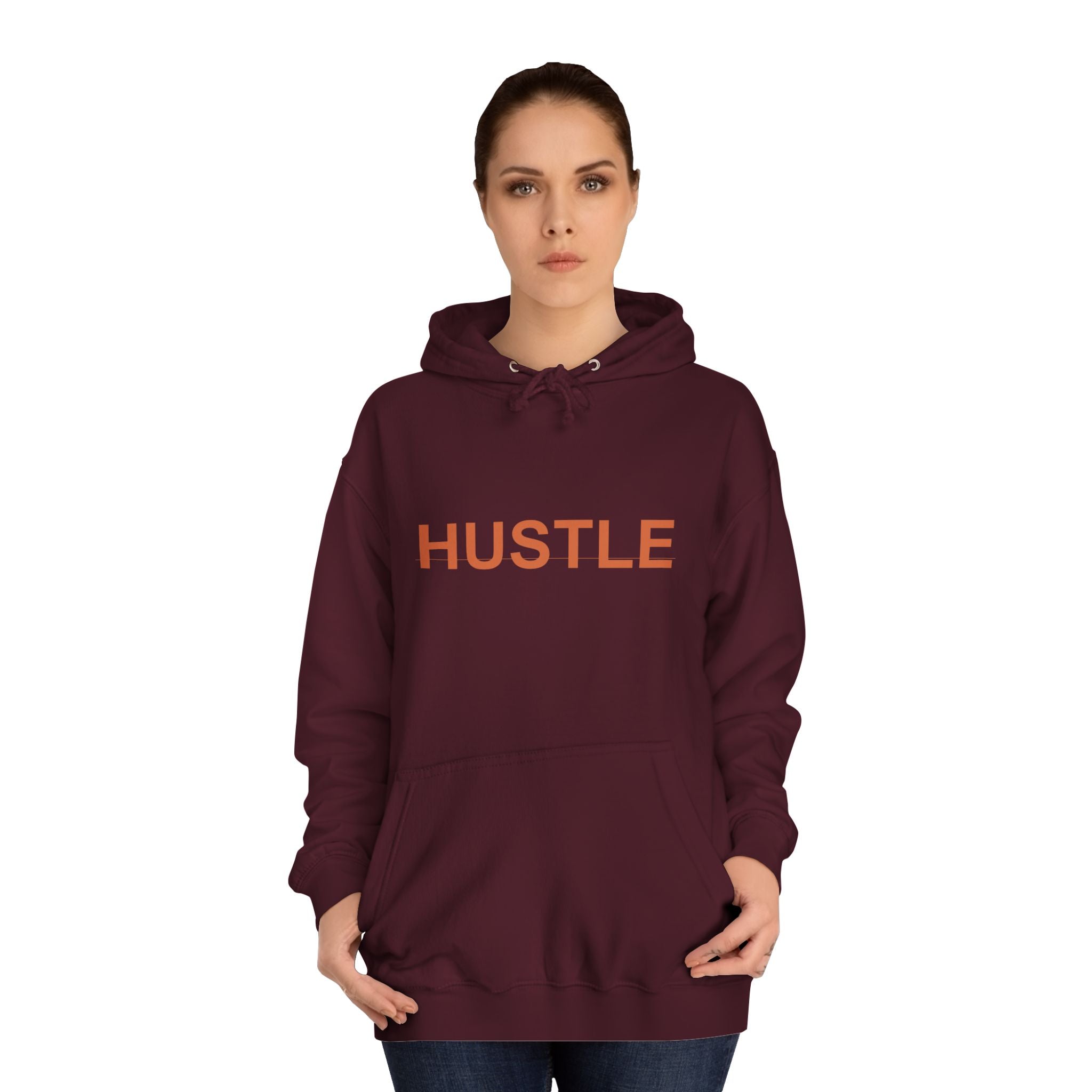 HUSTLE Bold Rust Lettering Pullover Hoodie