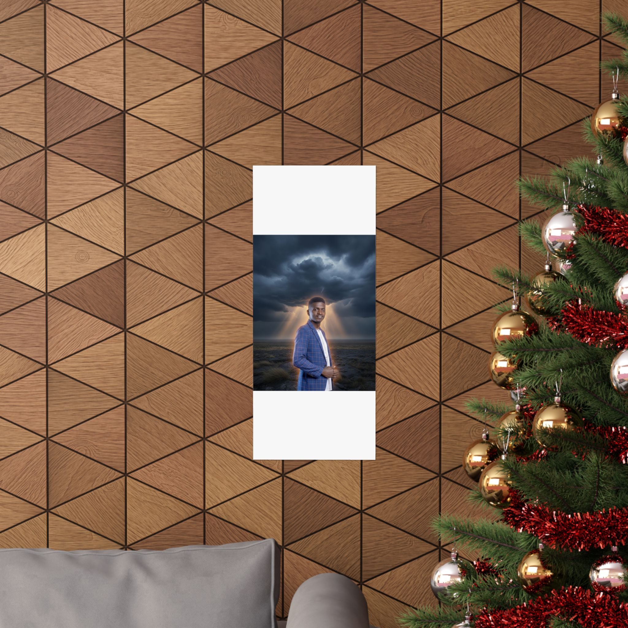 Smiling Man Blue Check Blazer Storm Sunrays Matte Poster