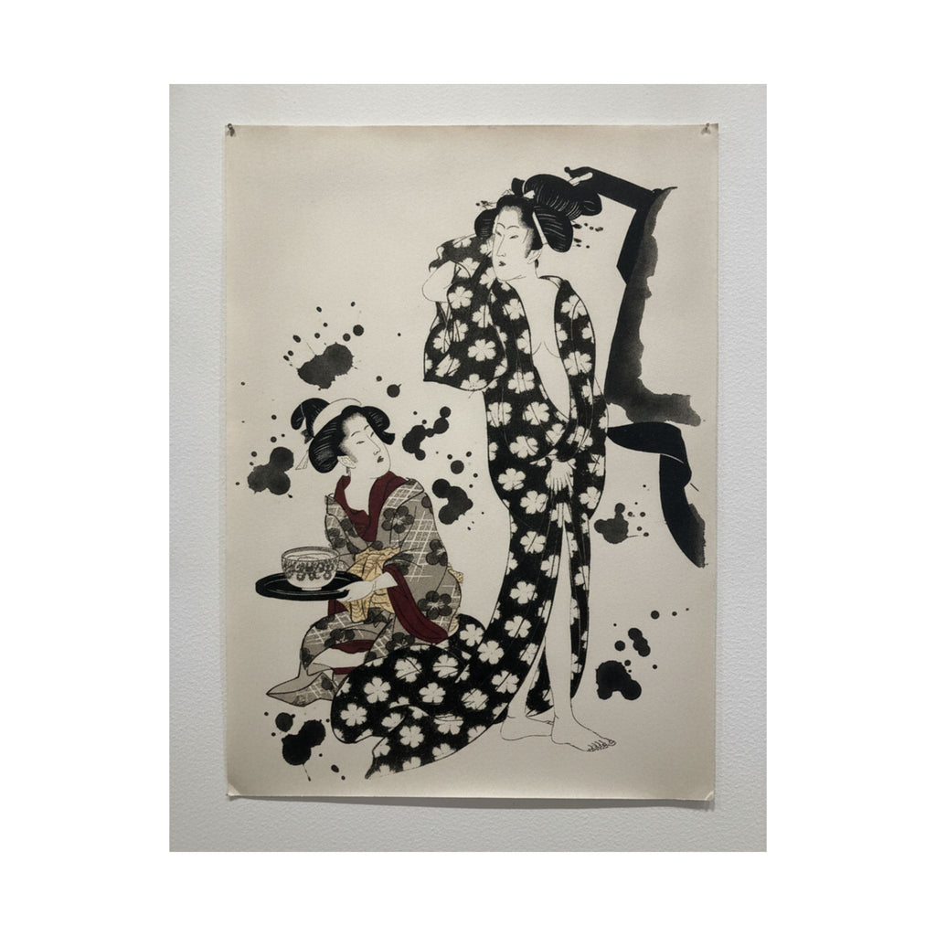 Watercolor — Young Woman Making Her Toilet — Matte Poster