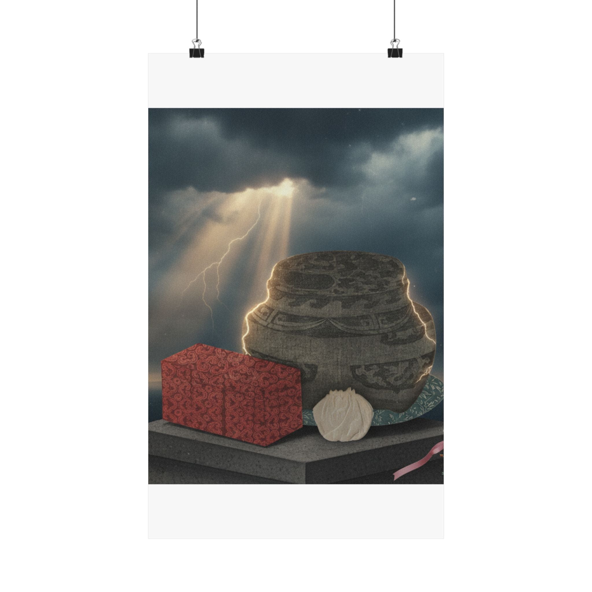 Dramatic Storm — Fire-Holder And Tea-Box — Matte Poster