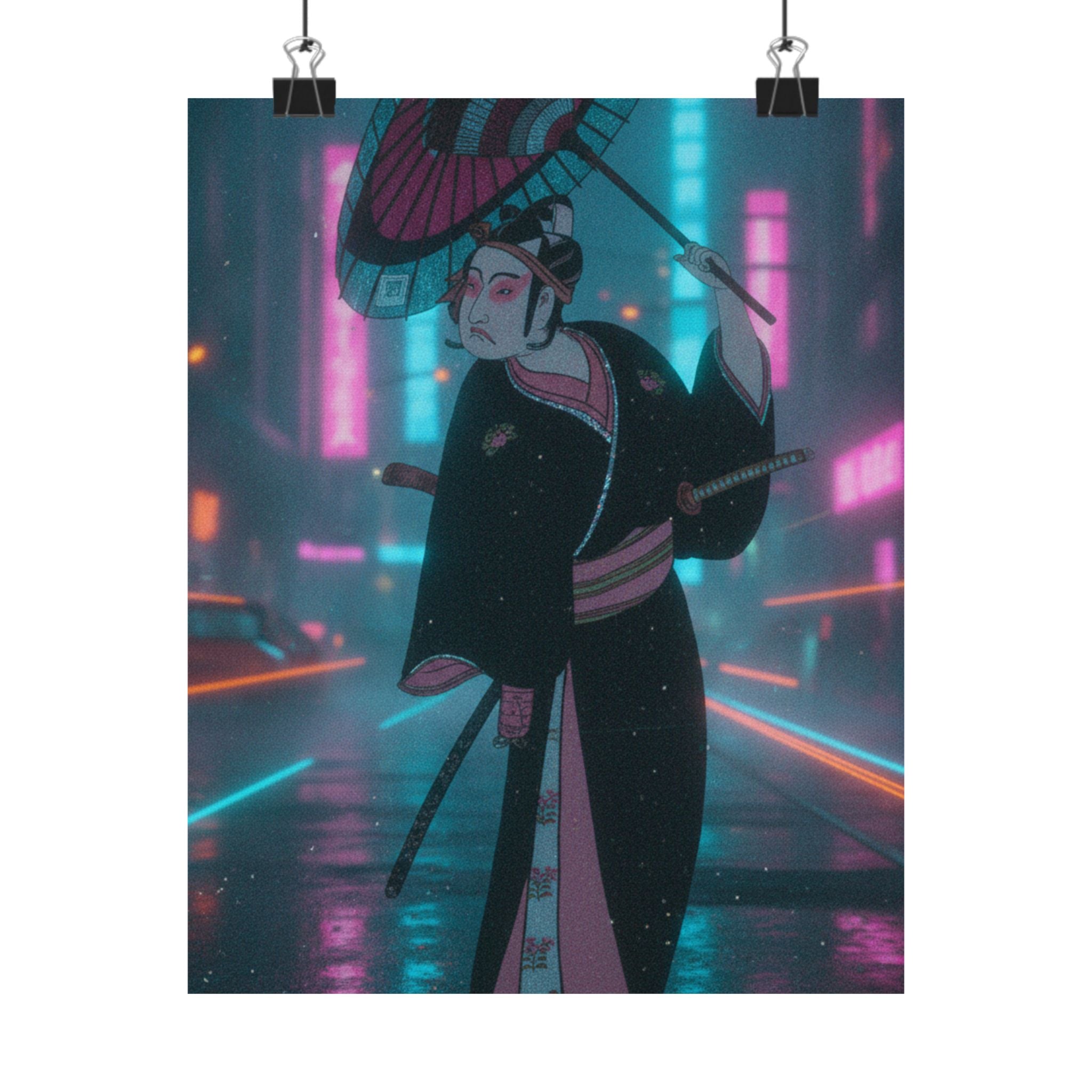 Neon Noir — The Third Ichikawa Yaozo In The Role Of The Otokodate Sukeroku — Matte Poster