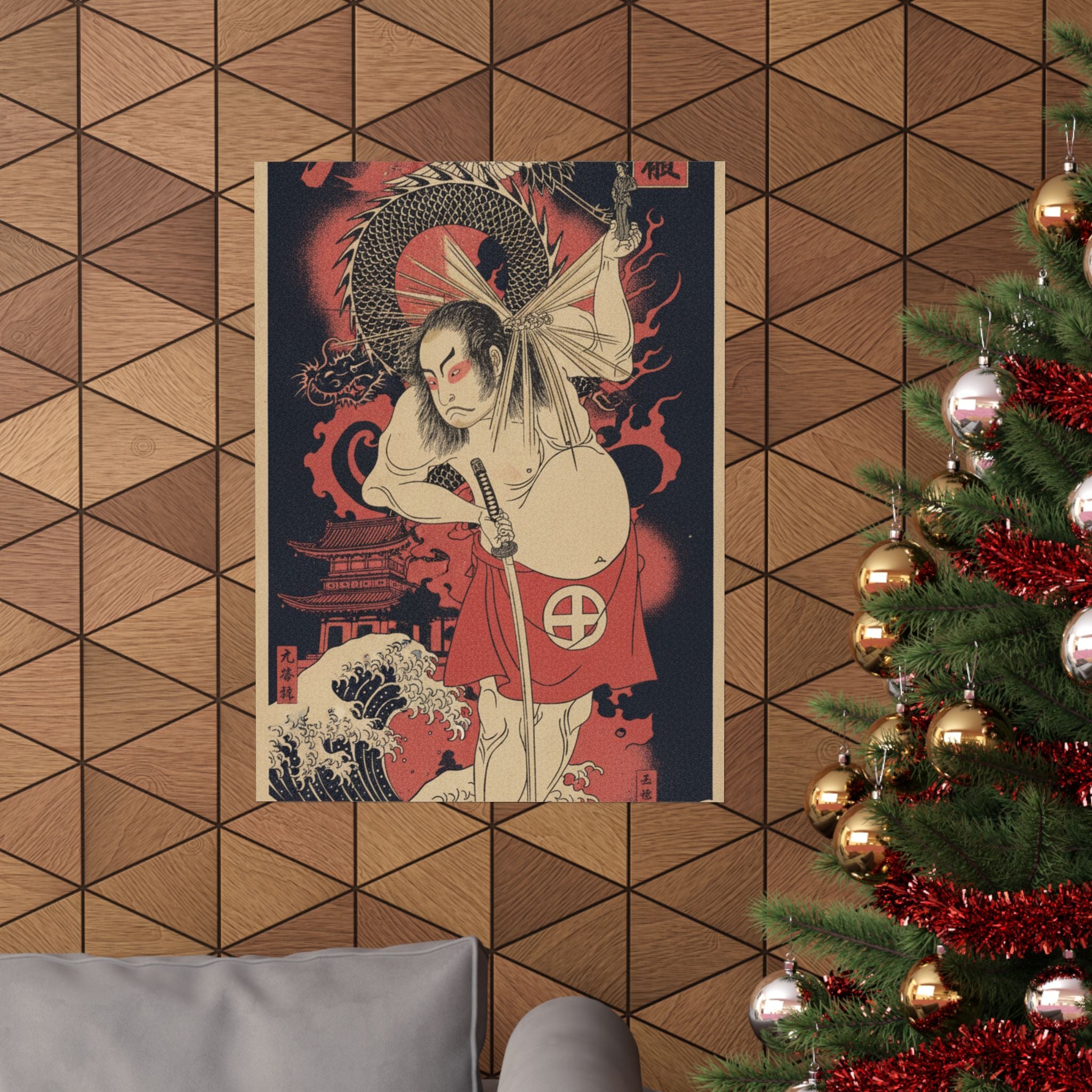 Japanese Street — The Third Otani Hiroji As A Man Clothed Only With A Red Apron — Matte Poster