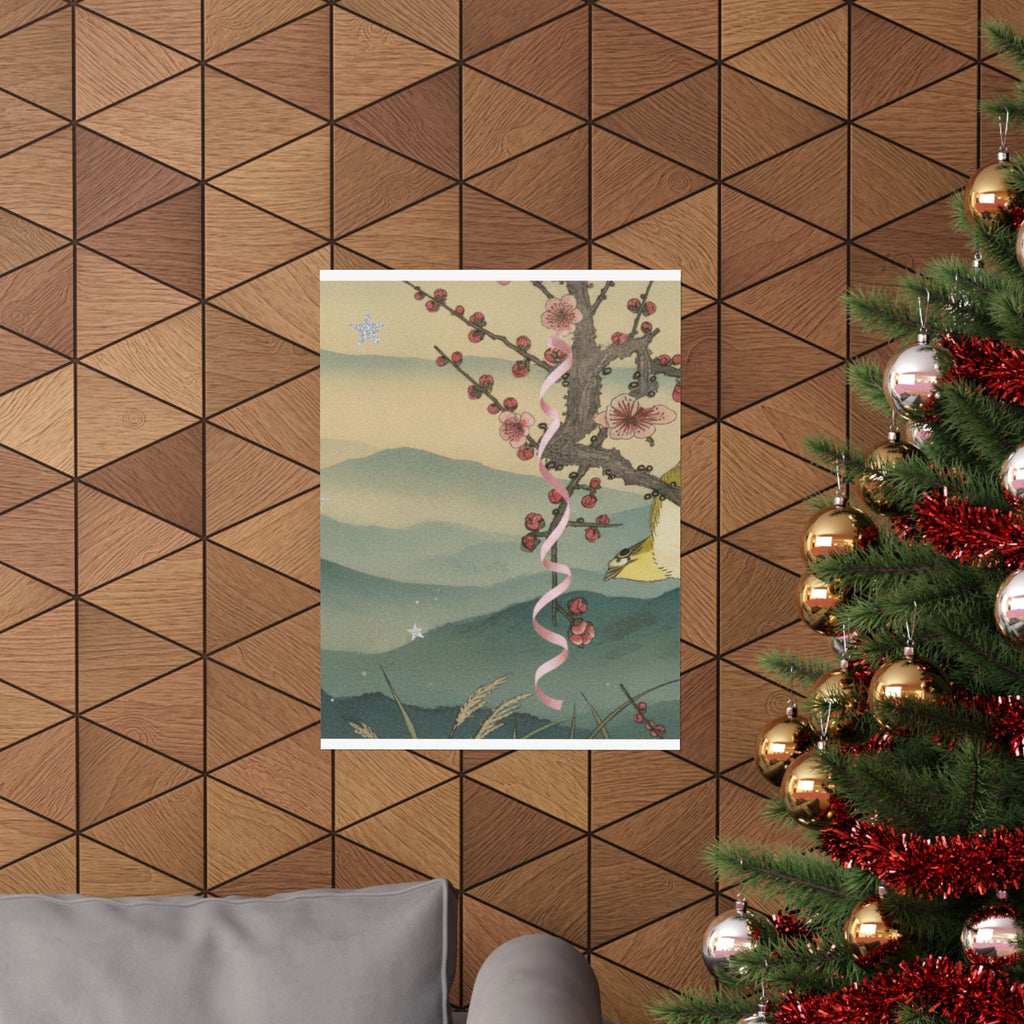 Scenic Nature — Bush Warbler On A Plum Branch (Ume Ni Uguisu) — Matte Poster