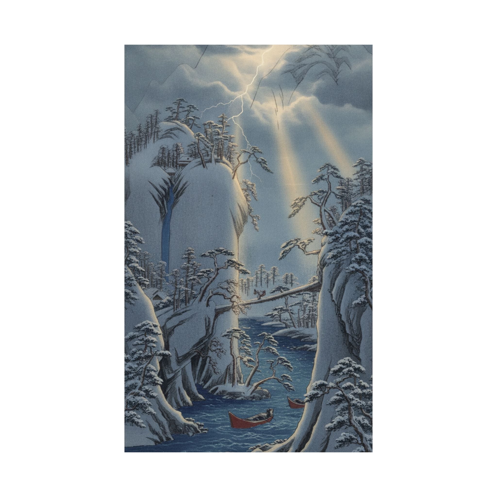Dramatic Storm — River Gorge In Snow — Matte Poster