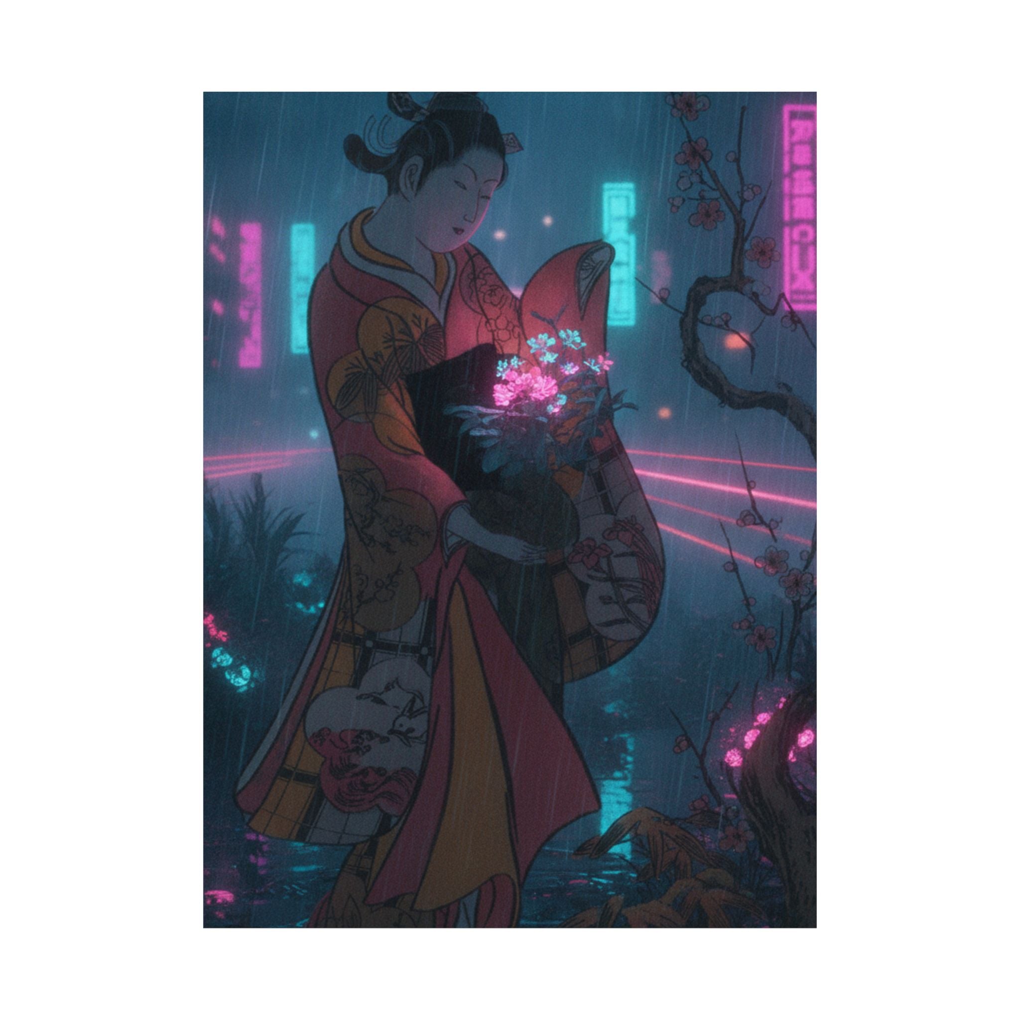 Neon Noir — A Young Lady In A Garden — Matte Poster