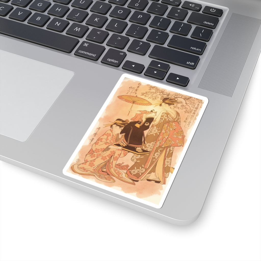 Southern Sunset — The Oiran Yoyogiku Of Matsubaya Standing Under A Cherry Tree — Kiss-Cut Sticker