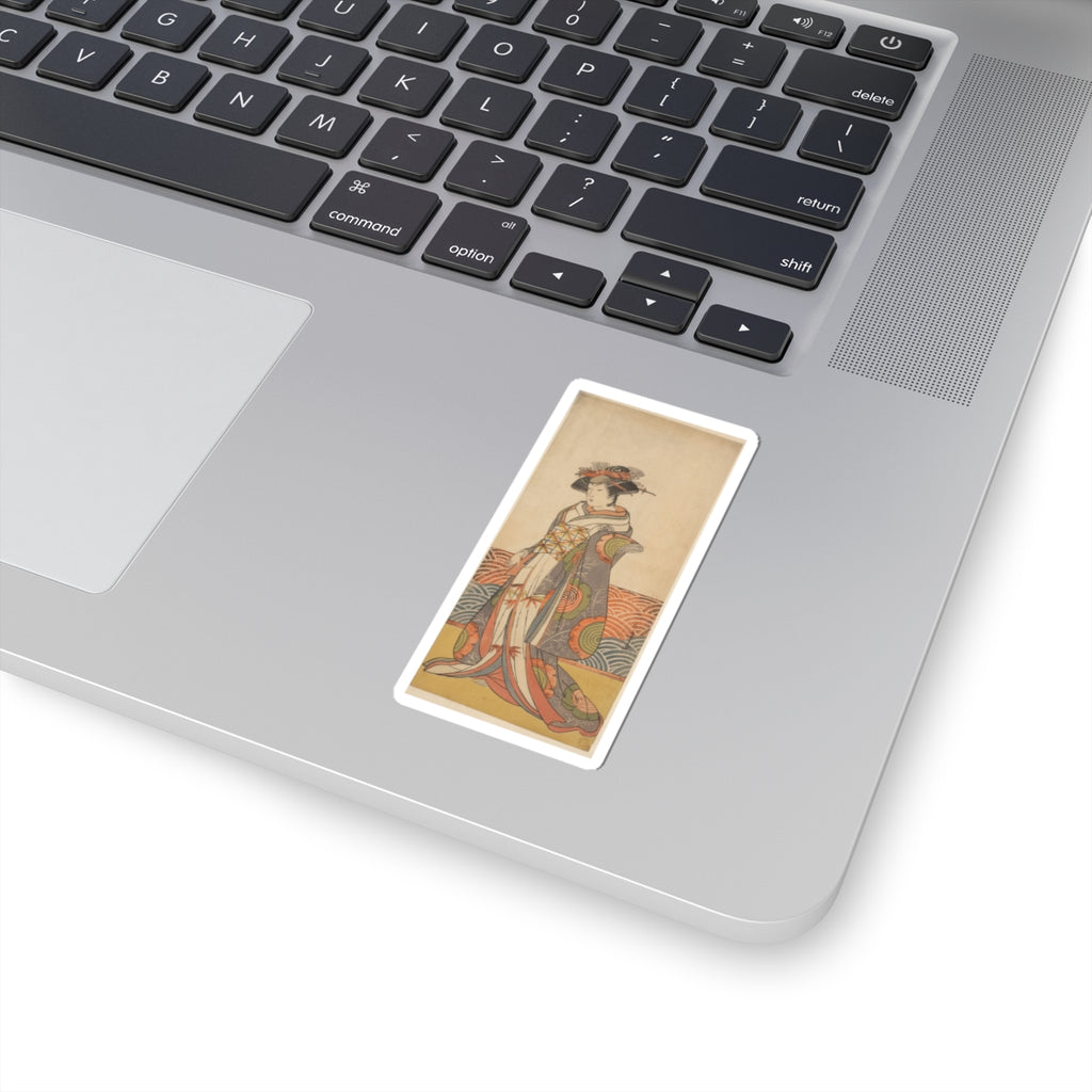 Product Marketing — The Third Segawa Kikunojo As A Woman Standing In A Room Having A Wave-Pattern Da — Kiss-Cut Sticker