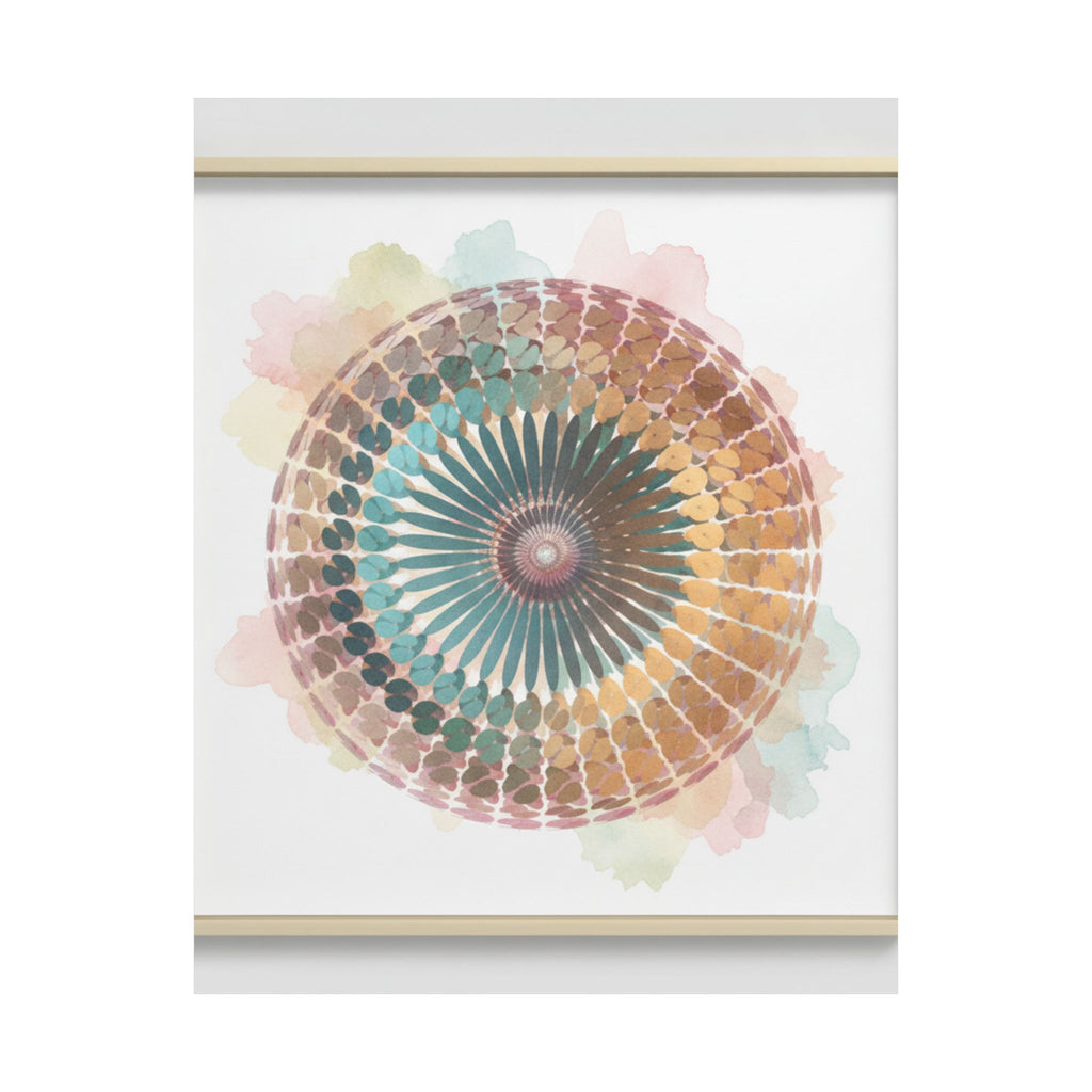 Terracotta and Teal Watercolour Spiral Mandala Poster